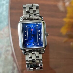 MICHELE Watch Deco II. Blue face. 12 diamonds.